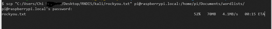 copy file from local machine via ssh to remote